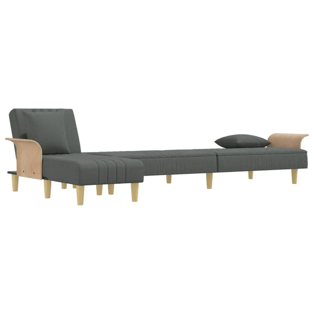 L-Shaped Sofa Bed Grey Convertible Sleeper Couch Chaise Lounge Guest Furniture