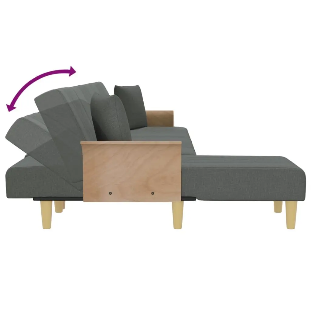 L-Shaped Sofa Bed Grey Convertible Sleeper Couch Chaise Lounge Guest Furniture