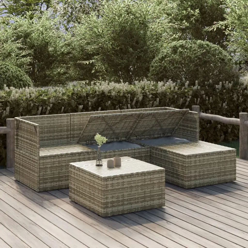 Garden Lounge Set 5 Piece Outdoor Furniture Patio Sofa Dining Grey with Cushions