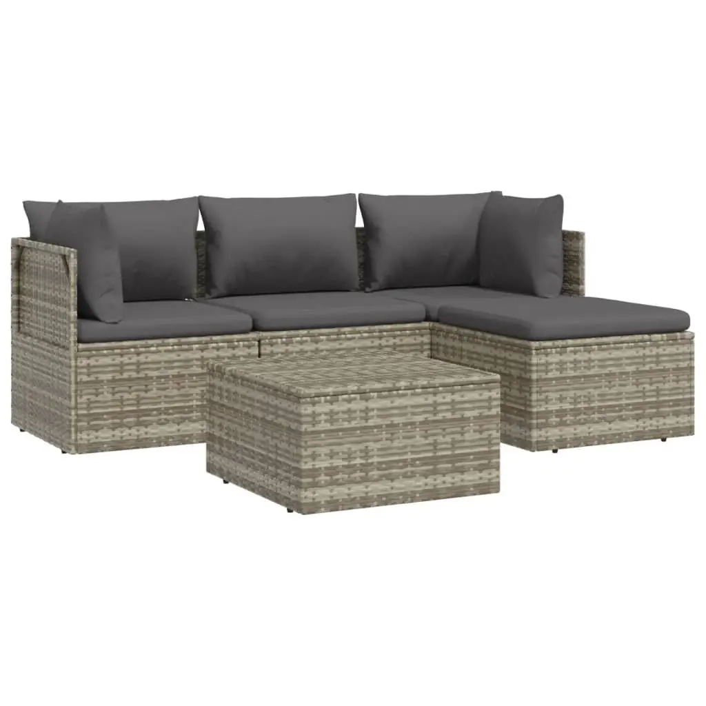 Garden Lounge Set 5 Piece Outdoor Furniture Patio Sofa Dining Grey with Cushions
