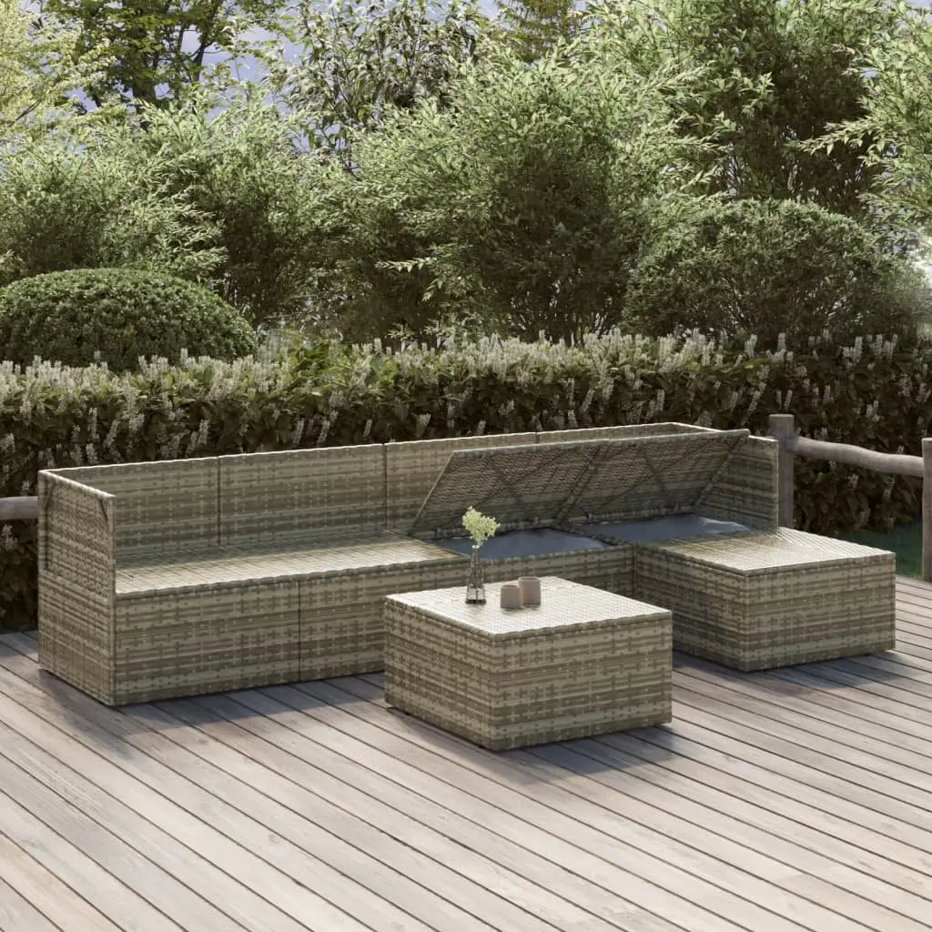 Garden Lounge Set 6 Piece Outdoor Furniture Dining Relaxing Grey Poly Rattan