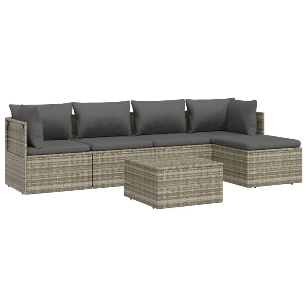 Garden Lounge Set 6 Piece Outdoor Furniture Dining Relaxing Grey Poly Rattan
