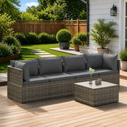 Comfortable 5 Piece Grey Lounge Set with Storage