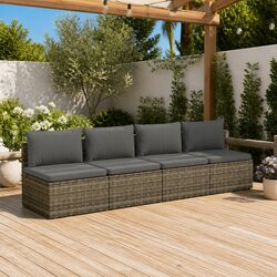 Comfortable 4-Piece Grey Lounge Set for Outdoor Enjoyment