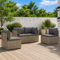 Comfortable and Durable 4 Piece Garden Lounge Set in Grey