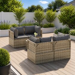 Practical 5 Piece Grey Garden Lounge Set with Cushions