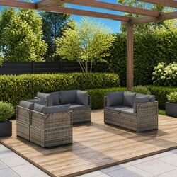 Warm Grey Garden Corner Sofa Set with Storage