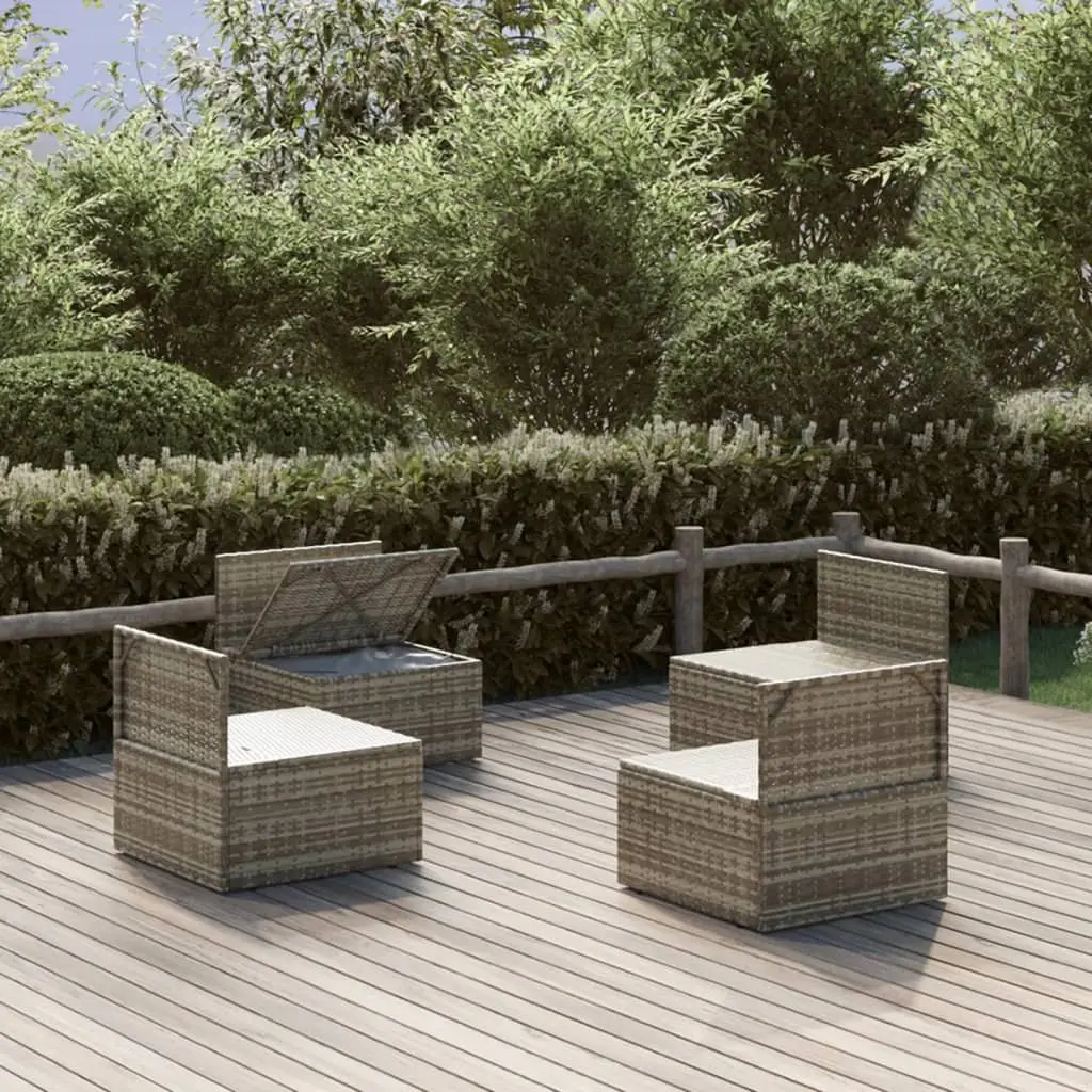 Garden Middle Sofas 4 pcs Grey Set with Comfort & Storage