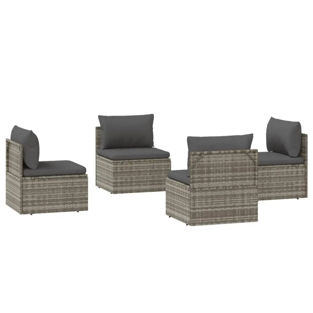 Garden Middle Sofas 4 pcs Grey Set with Comfort & Storage