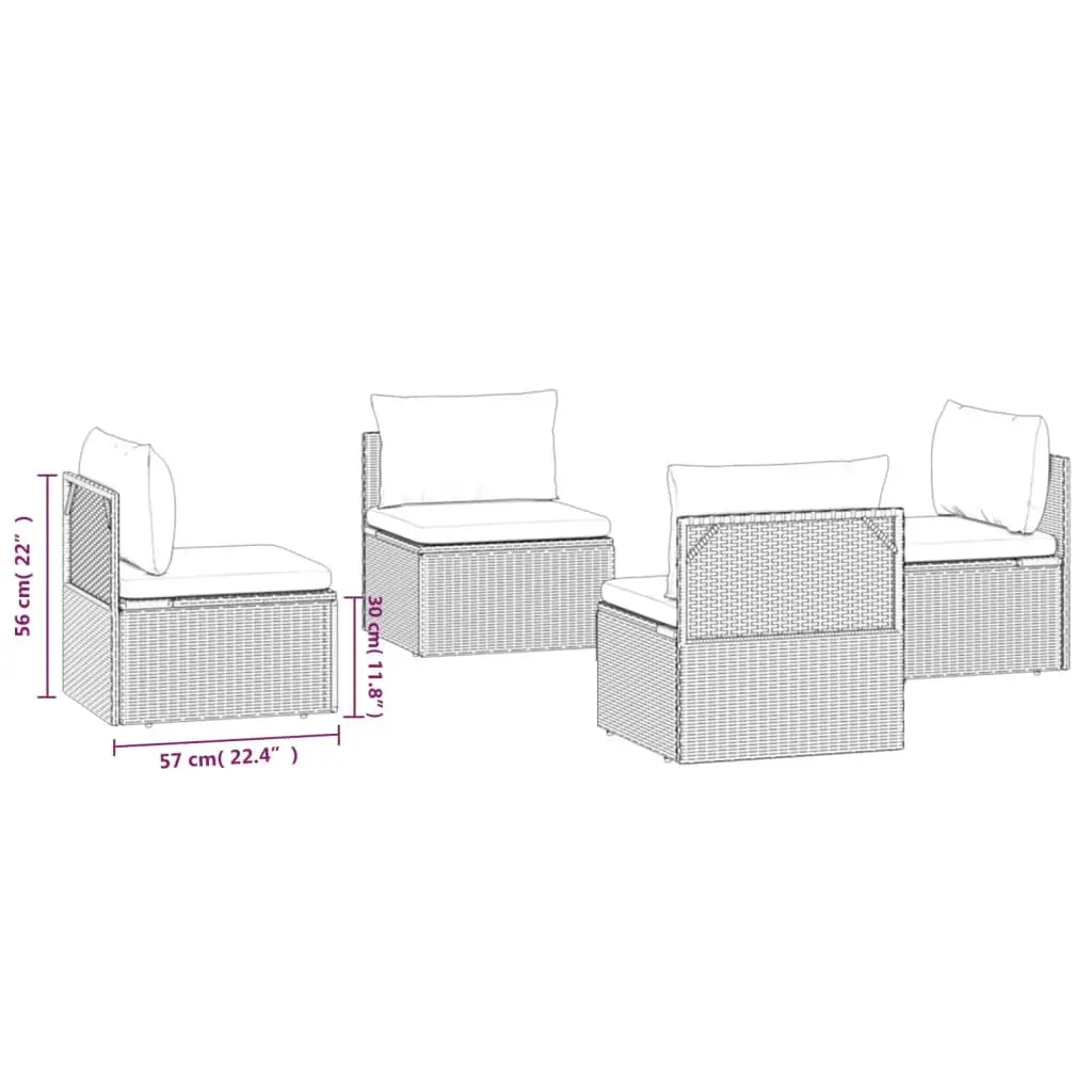 Garden Middle Sofas 4 pcs Grey Set with Comfort & Storage