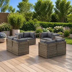 Value and Comfort in an 8-Piece Grey Outdoor Sofa Set