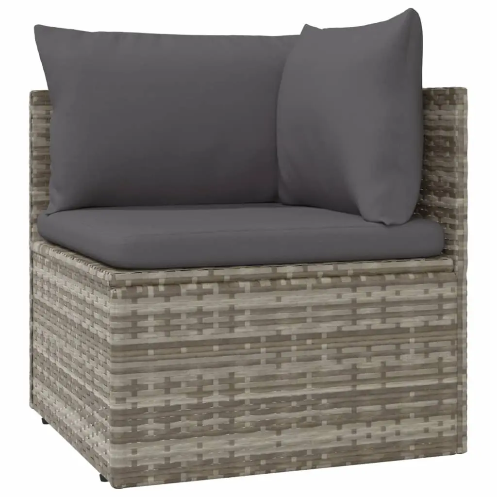 Garden Corner Sofas 8 Pieces Outdoor Furniture Set Grey with Storage Cushions