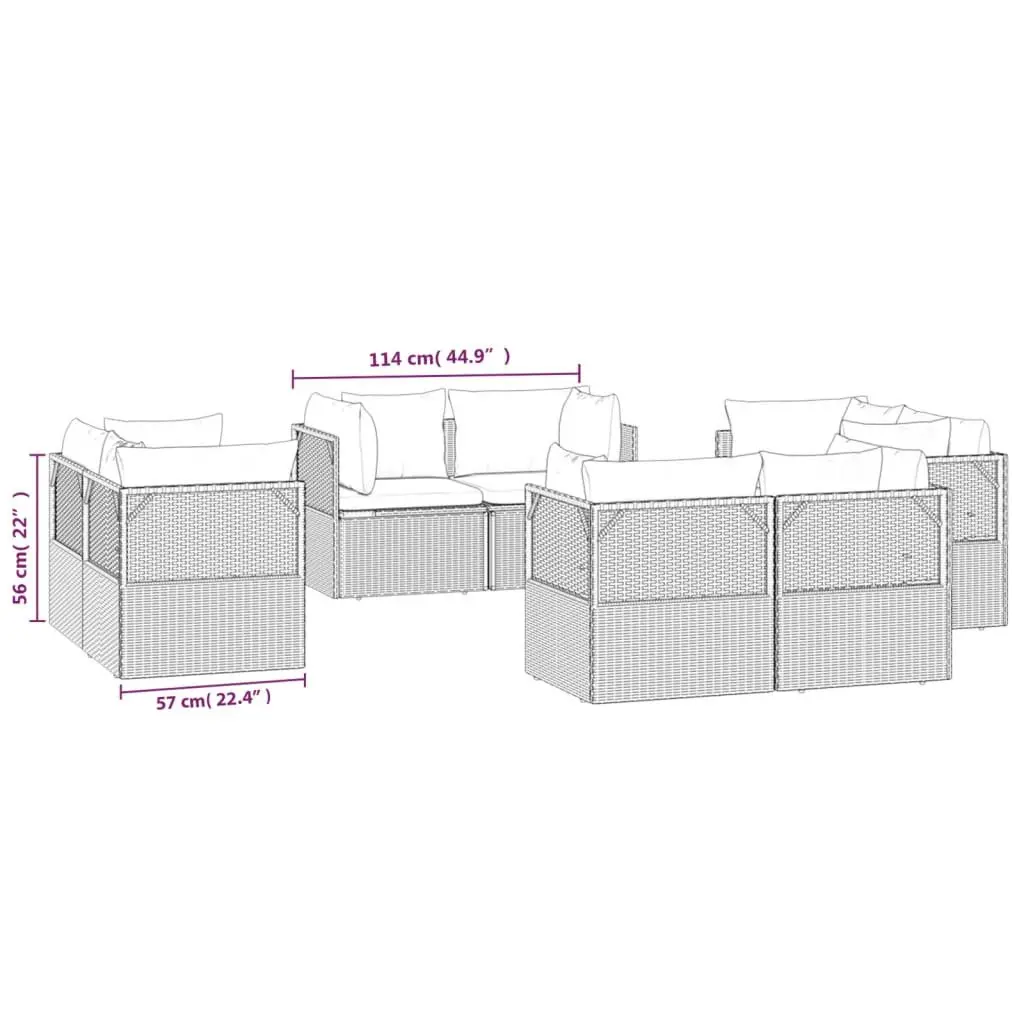 Garden Corner Sofas 8 Pieces Outdoor Furniture Set Grey with Storage Cushions