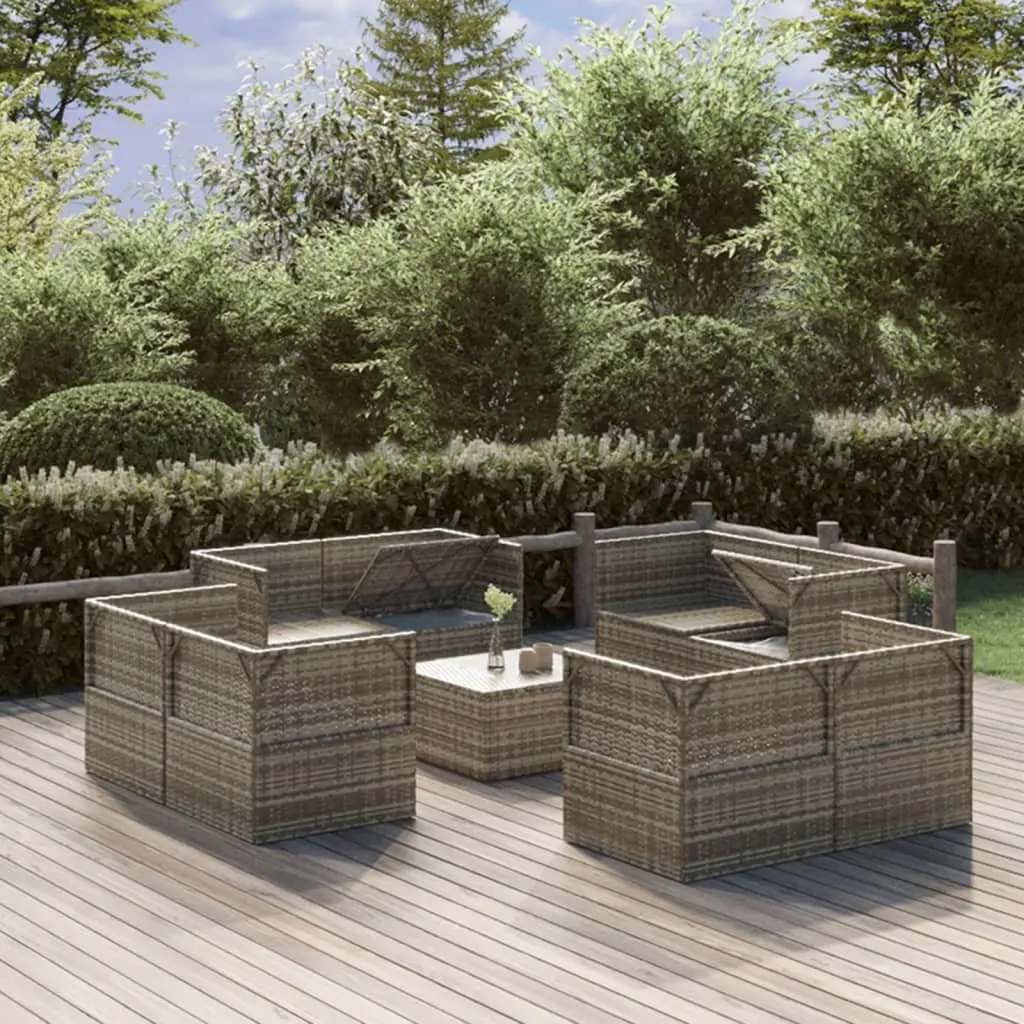 Outdoor Furniture Set 9 Piece Poly Rattan Lounge Grey Sectional for Relaxing and Dining