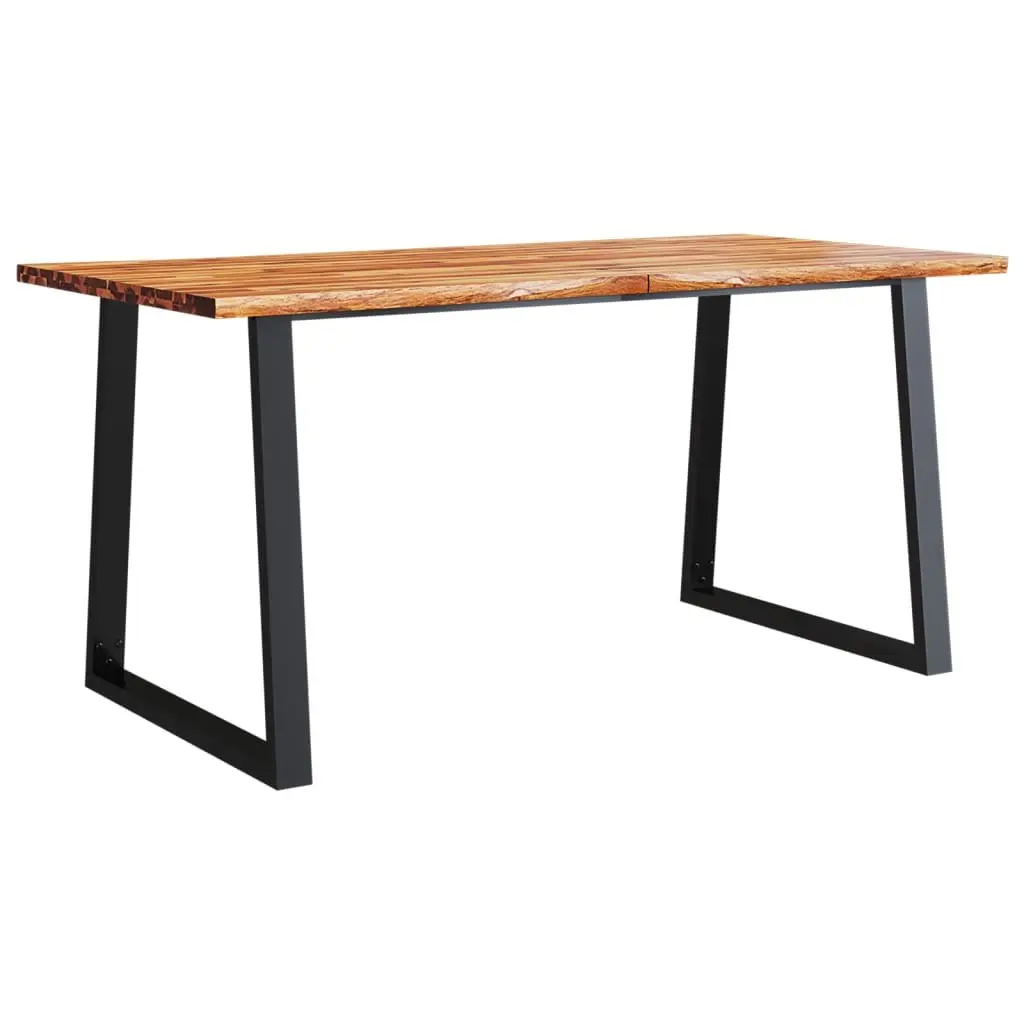 Dining Set 3 Piece Live Edge Solid Wood Acacia Brown Kitchen Table Bench Seats