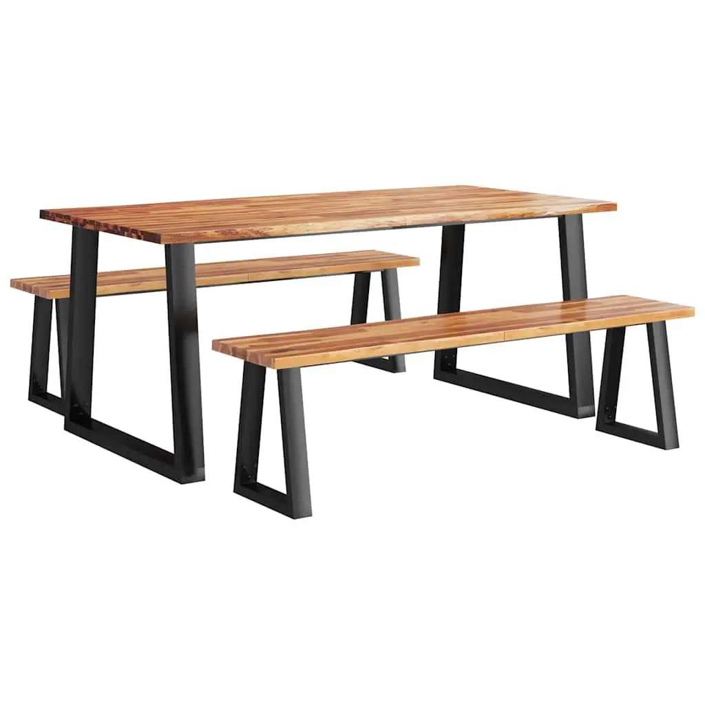 3 Piece Dining Set with Live Edge Finish