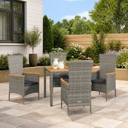Comfortable 5 Piece Grey Rattan Dining Set for Gardens