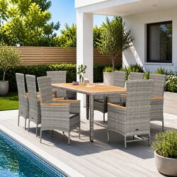 Comfortable 9-Piece Outdoor Dining Set with Rattan