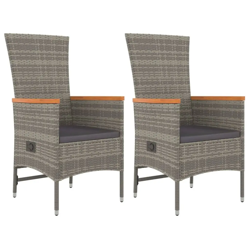 Outdoor Furniture Set 3 Piece Garden Dining Grey Rattan Chairs Table