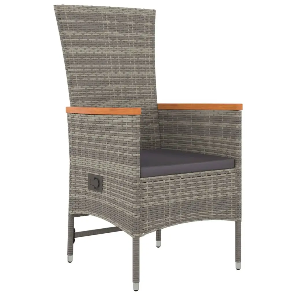 Outdoor Furniture Set 3 Piece Garden Dining Grey Rattan Chairs Table