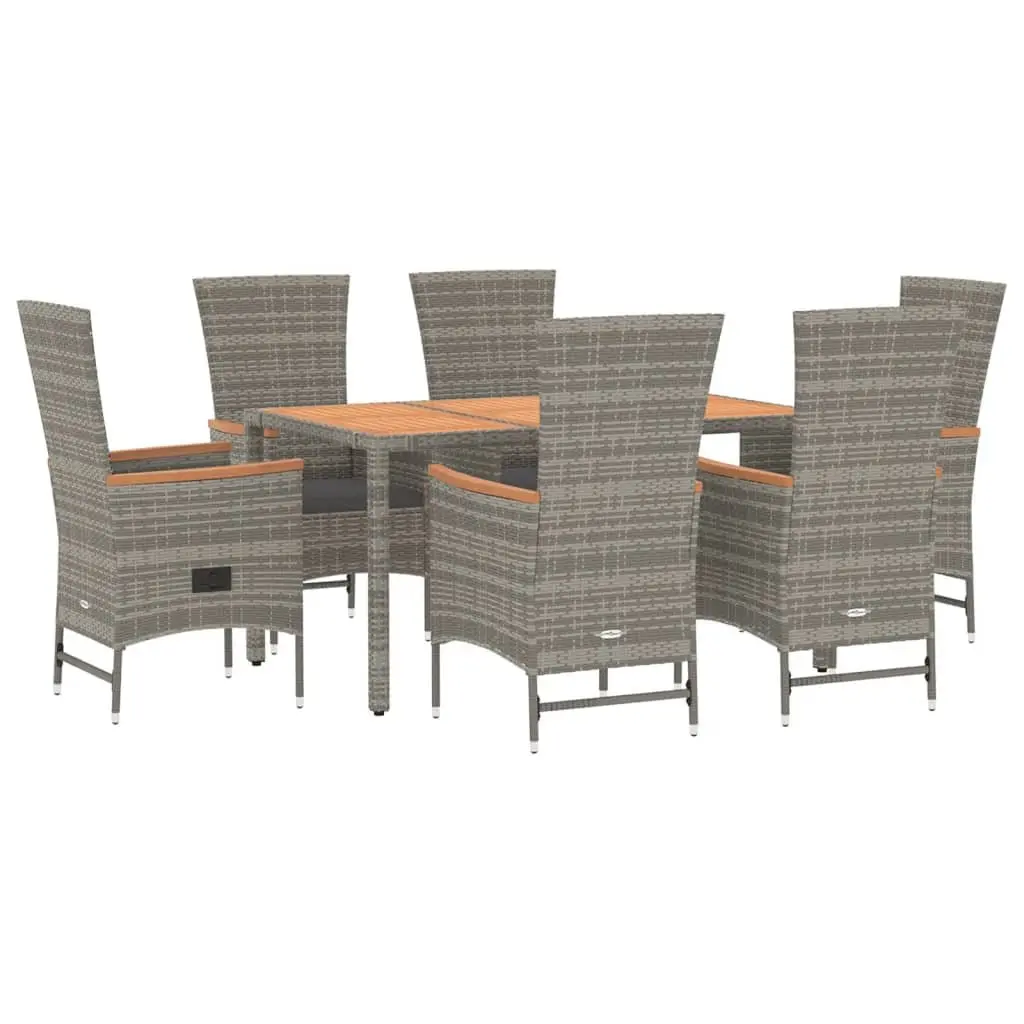 Garden Dining Set 7 Piece Outdoor Furniture Grey Rattan Chairs Table Cushions