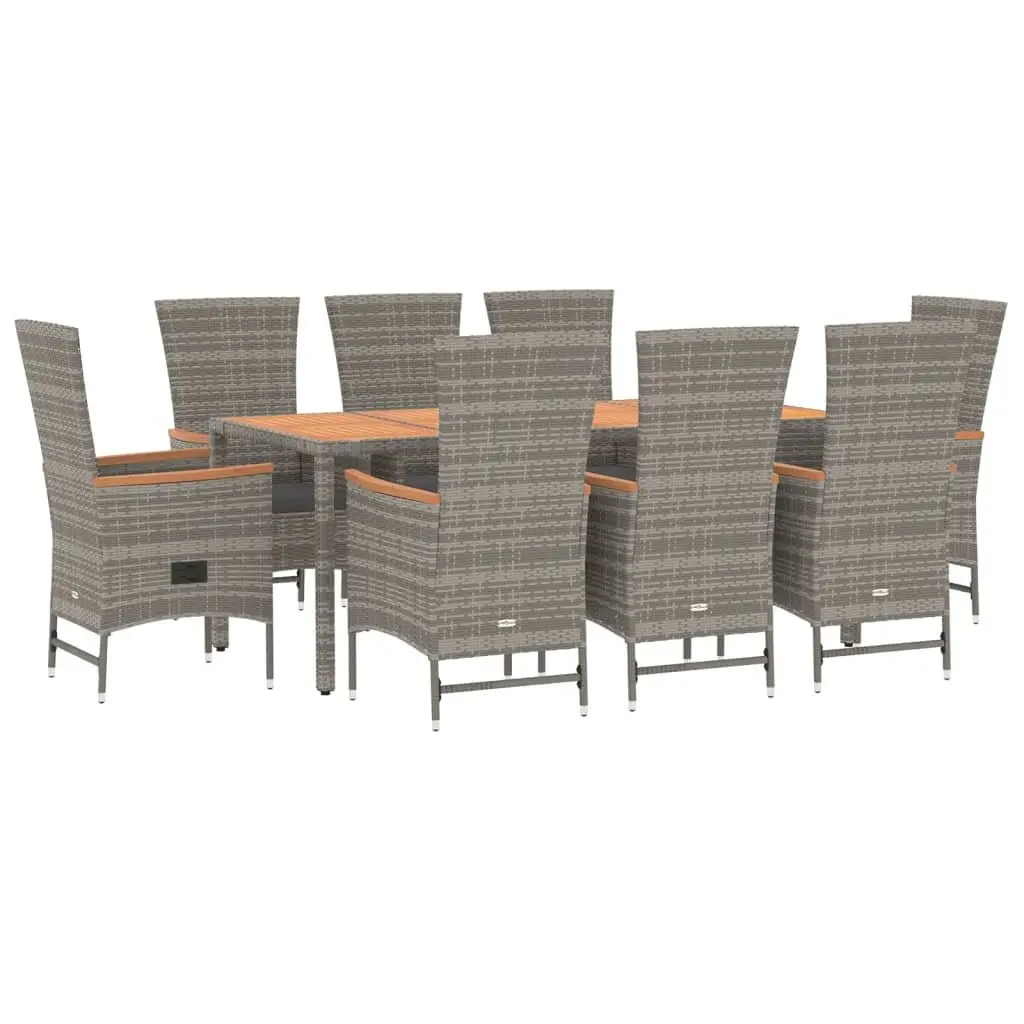 Garden Dining Set 9 Piece Outdoor Patio Furniture Grey Poly Rattan