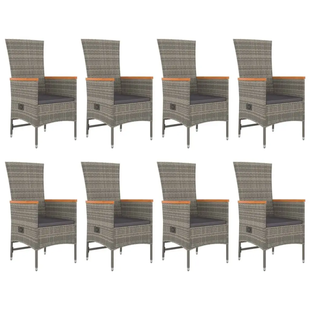Garden Dining Set 9 Piece Outdoor Patio Furniture Grey Poly Rattan