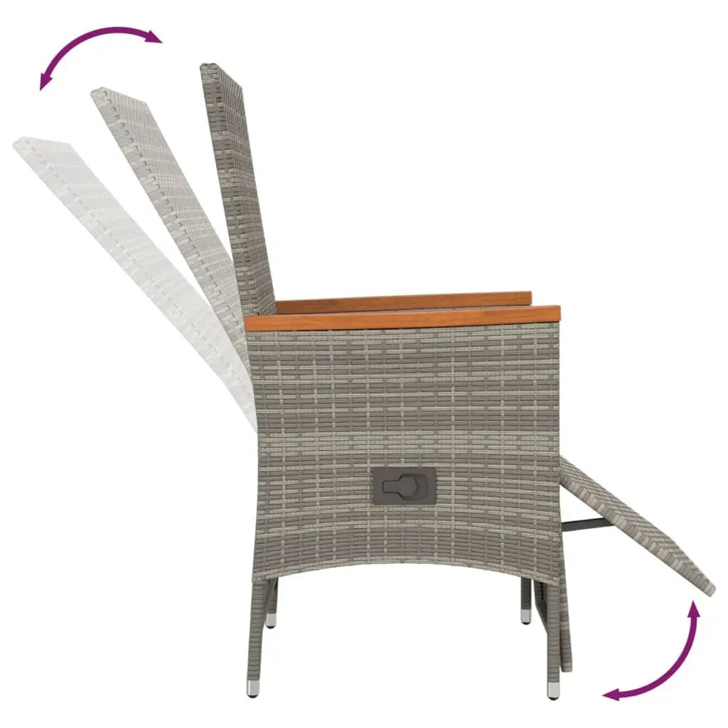 3 Piece Grey Rattan Dining Set