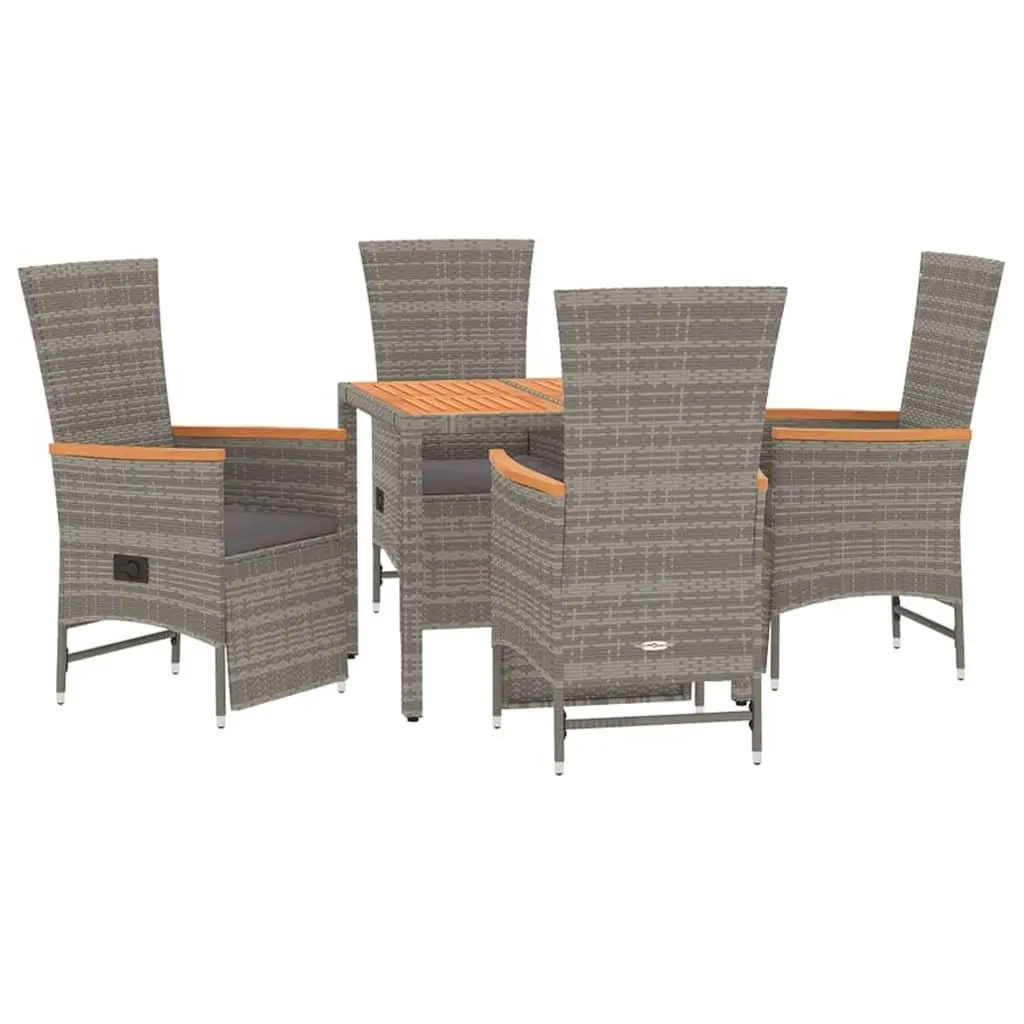 Garden Dining Set 5 Piece Outdoor Furniture Grey Rattan Cushions