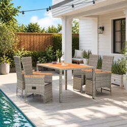 Comfortable 5 Piece Outdoor Dining Set with Rattan Chairs