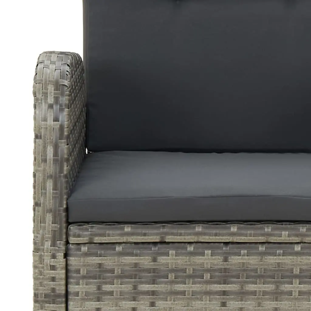 5 Piece Garden Furniture Set Outdoor Dining Table and Chairs Cushions Grey Poly Rattan