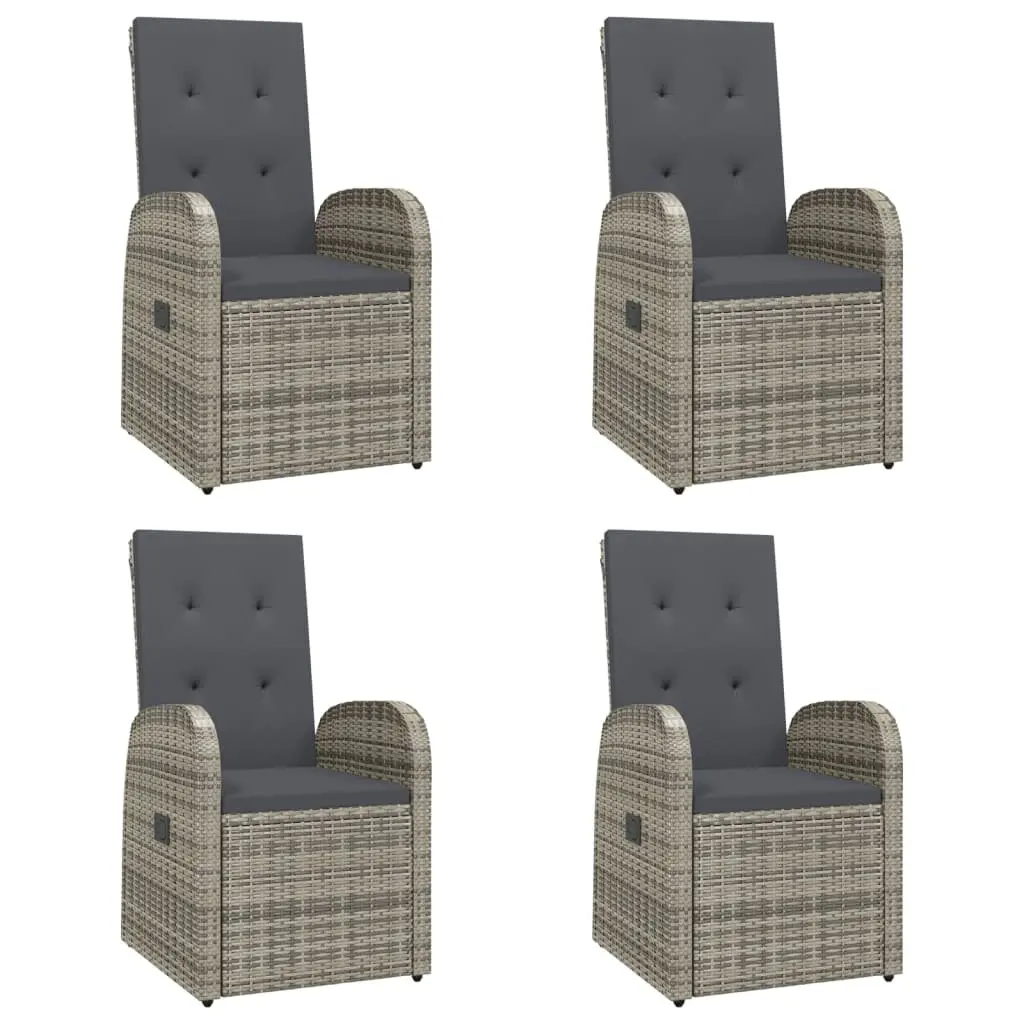 Outdoor Furniture Set Grey 5 Piece Rattan Dining Table Chairs with Cushions