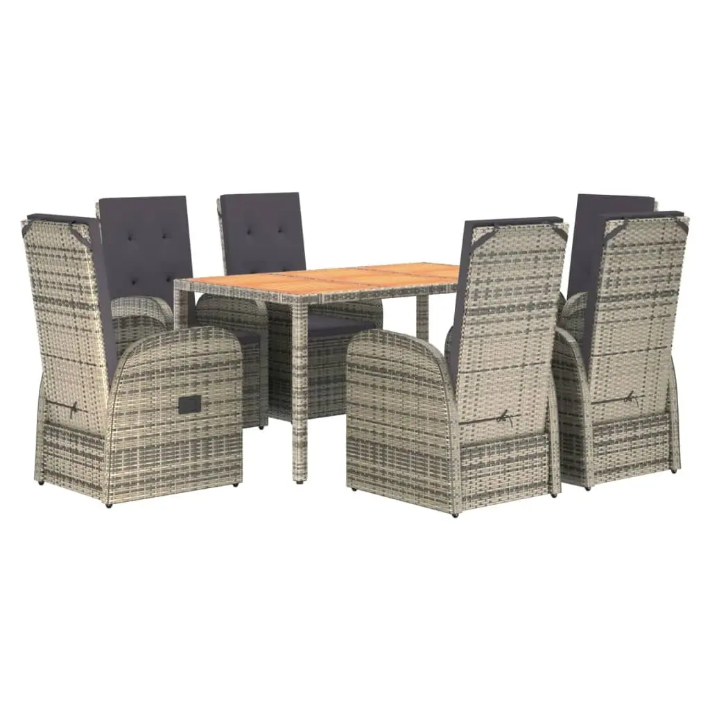 7 Piece Garden Dining Set Grey Outdoor Furniture Cushions