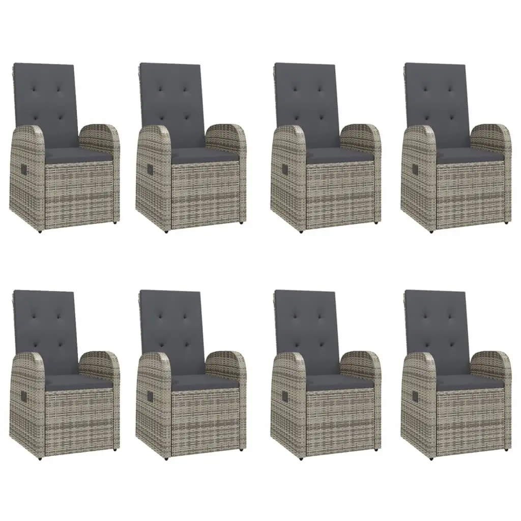 Garden Dining Set 9 Piece Outdoor Patio Furniture Grey Poly Rattan with Cushions