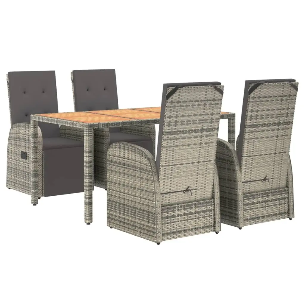 5 Piece Garden Dining Set Outdoor Patio Furniture Grey Rattan Cushions