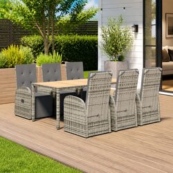 Durable 7-Piece Garden Dining Set with Adjustable Chairs
