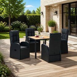 Reliable 5 Piece Black Poly Rattan Dining Set
