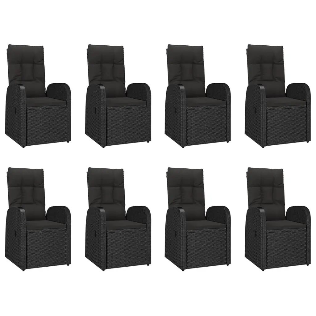 9 Piece Outdoor Dining Set Garden Patio Furniture Black Poly Rattan Chairs Table