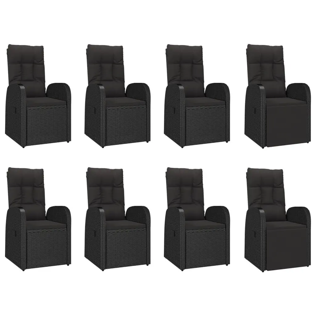 Garden Dining Set 9 Piece Outdoor Patio Black PE Rattan Cushioned Seating