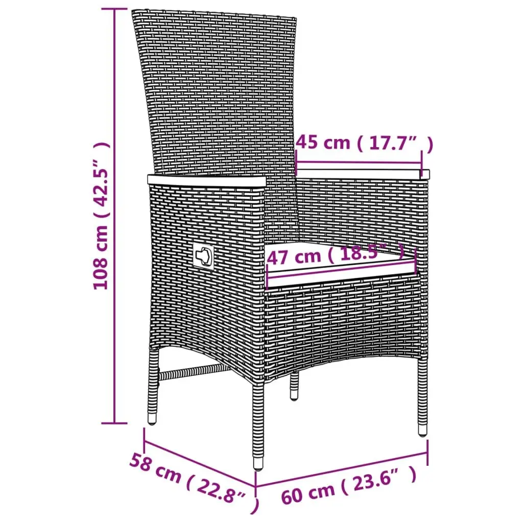 Garden Lounge Set 3 Piece Grey Outdoor Furniture Patio Seating