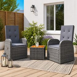 Comfortable 3 Piece Garden Lounge Set in Grey