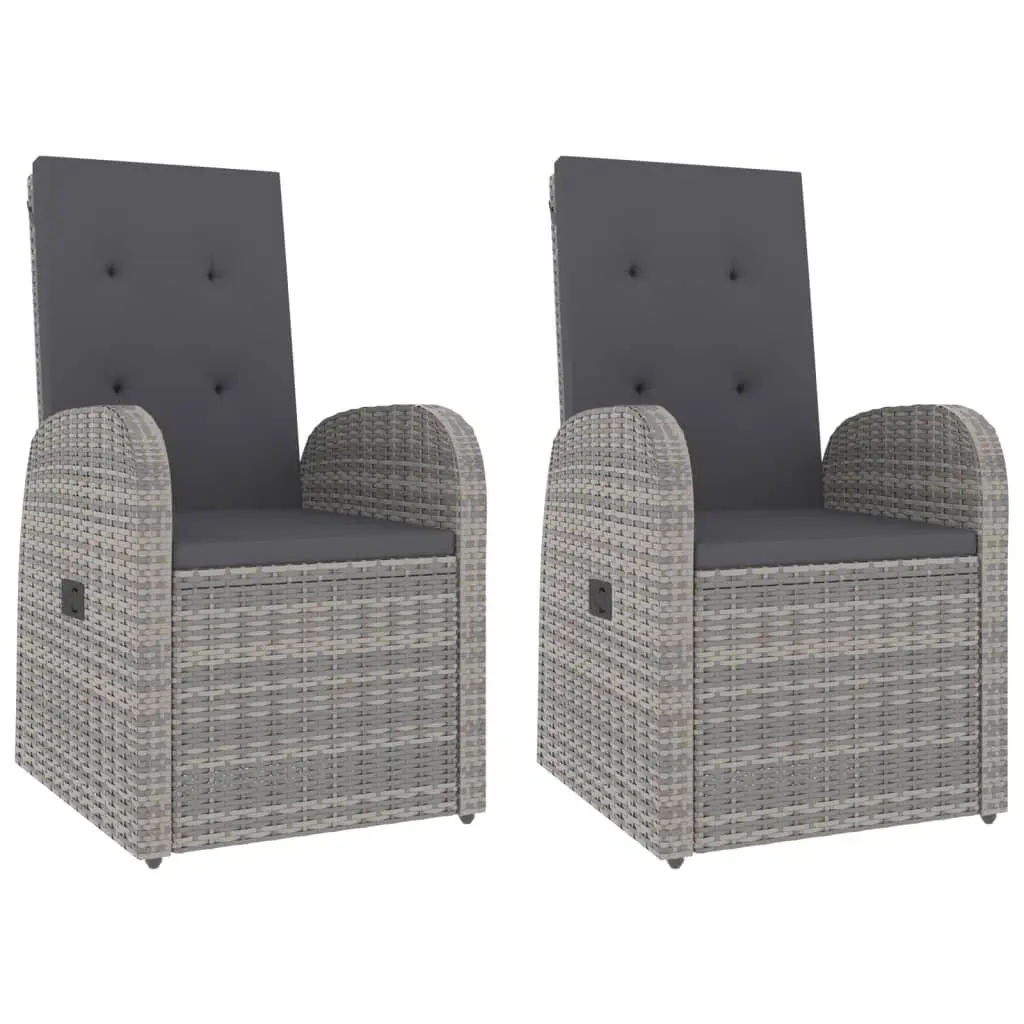 Outdoor Lounge Set Grey Poly Rattan 3 Piece Furniture Chairs Table