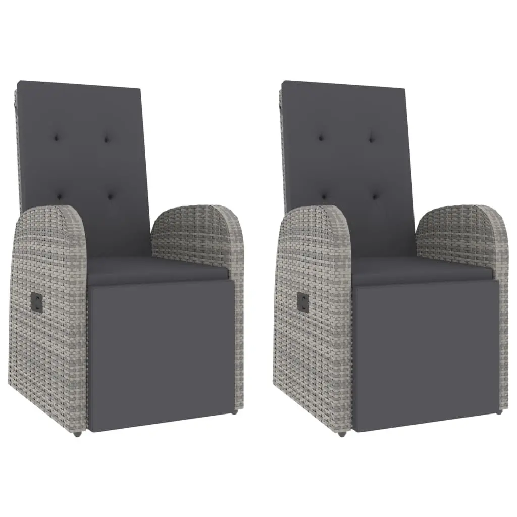 3 Piece Outdoor Lounge Set Grey PE Rattan Acacia Wood Steel Garden Furniture