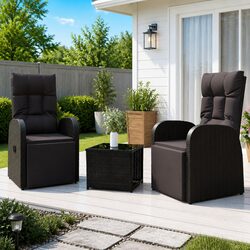 Comfortable Black 3 Piece Garden Lounge Set for Your Home