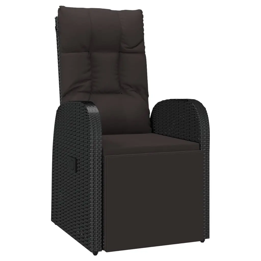 Outdoor Garden Lounge Set 2 Piece Black Rattan Chair Table Cushion Pillow