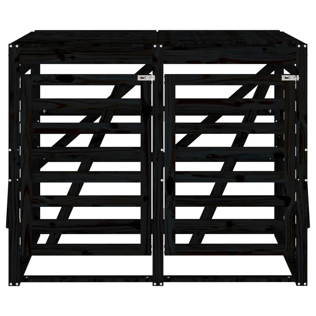 Double Wheelie Bin Storage Shed Garden Waste Container Enclosure Black Wood