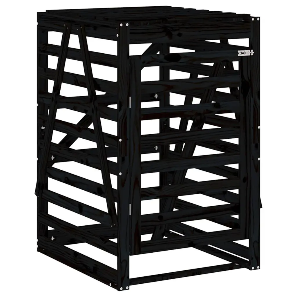 Double Wheelie Bin Storage Shed Garden Waste Container Enclosure Black Wood
