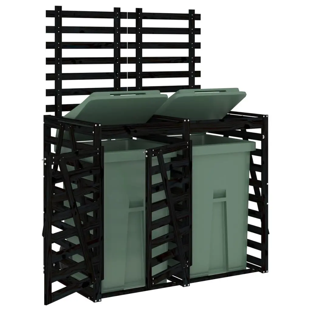 Double Wheelie Bin Storage Shed Garden Waste Container Enclosure Black Wood