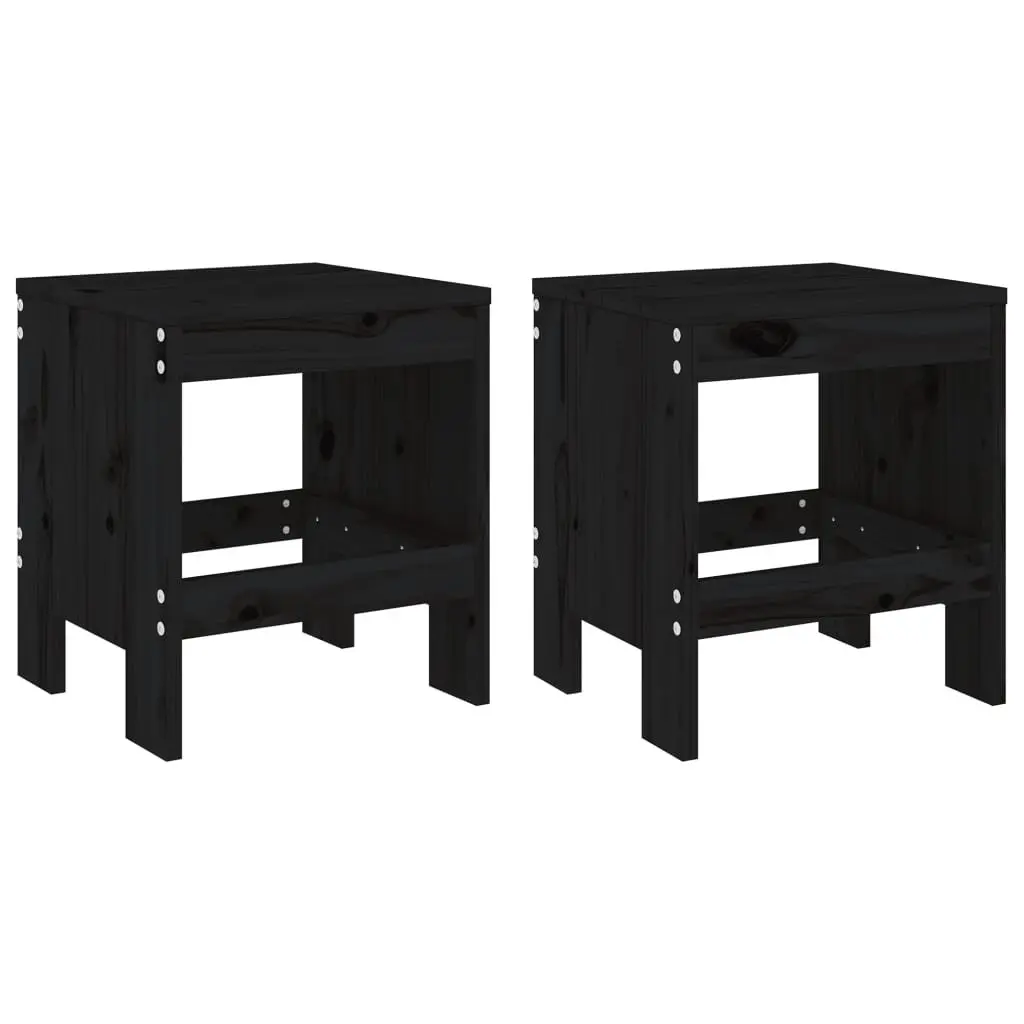 Garden Bistro Set Outdoor Furniture 3 Piece Solid Pine Wood Table Stools Black
