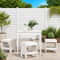 5 Piece White Pine Dining Set for Relaxing Outdoors